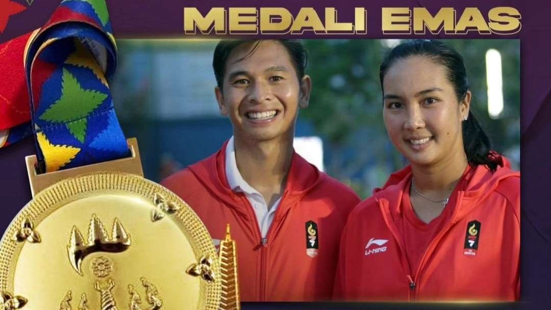 Christopher Benjamin Rungkat dan Aldila Sutiaji meraih medali emas ke-58 untuk Indonesia, cabang olahraga tennis nomor mix double, Sabtu 13 Mei 2023. (Foto: Instagram @kemenpora)