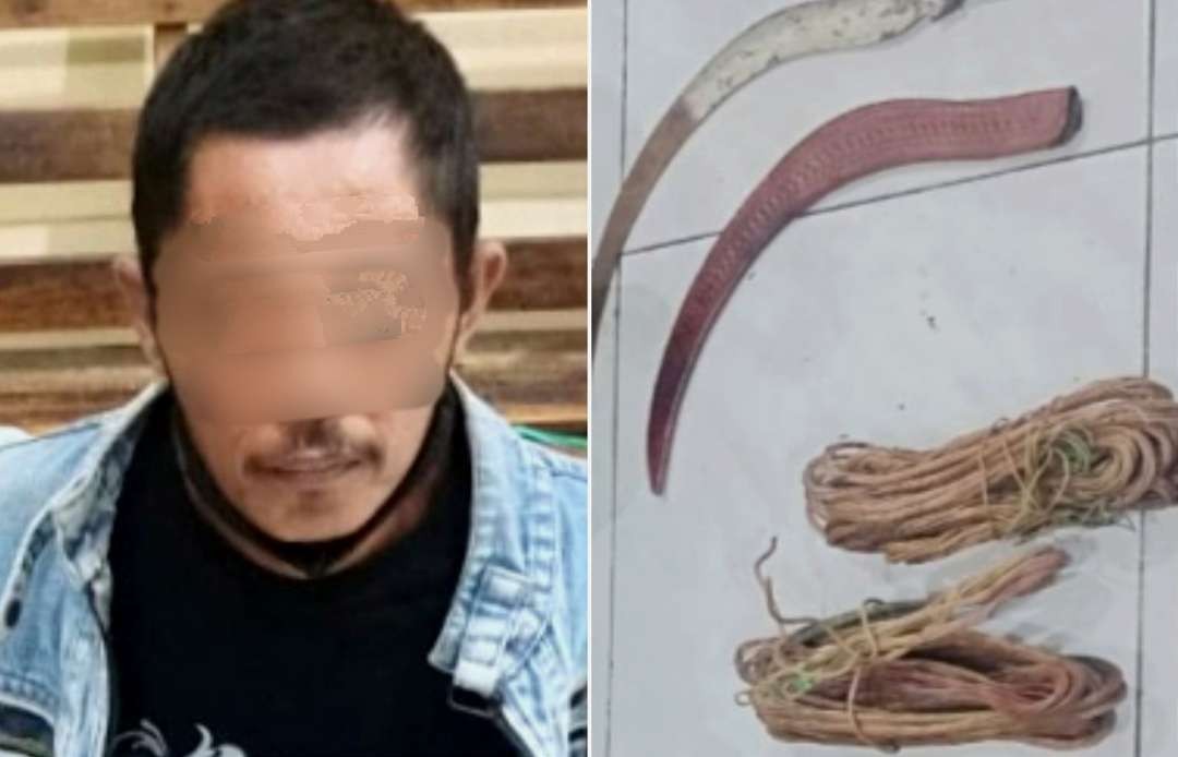 Pelaku pencurian kabel tembaga di tambak udang di Situbondo dan barang bukti curian diamanksn polisi. (foto:guido/ngopibareng.id)