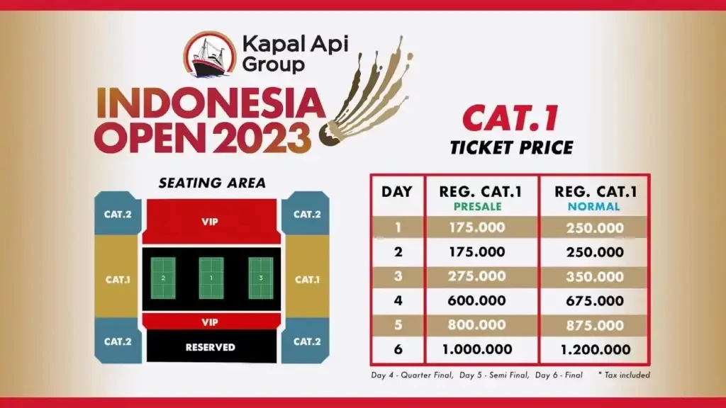 PBSI rilis daftar harga tiket Indonesia Open 2023. (Foto: PBSI)