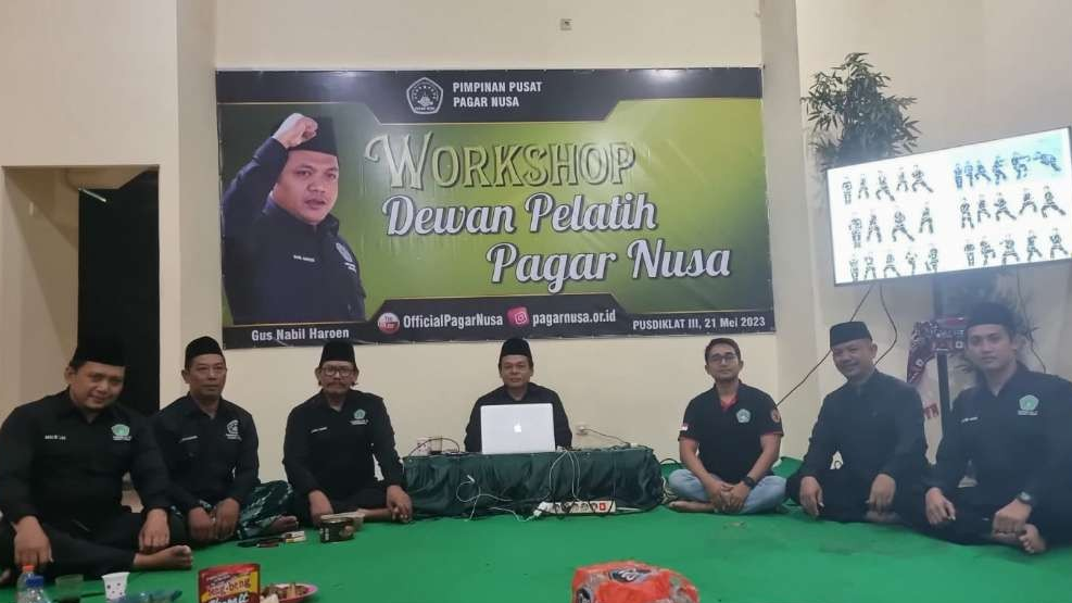 Pimpinan Pusat Pagar Nusa Nahdlatul Ulama menyelenggarakan Workshop Dewan Pelatih pada Minggu-Senin (21-22 Mei 2023) di Pusdiklat III Pagar Nusa, Surabaya, Jawa Timur. (Foto: pagarnusa)