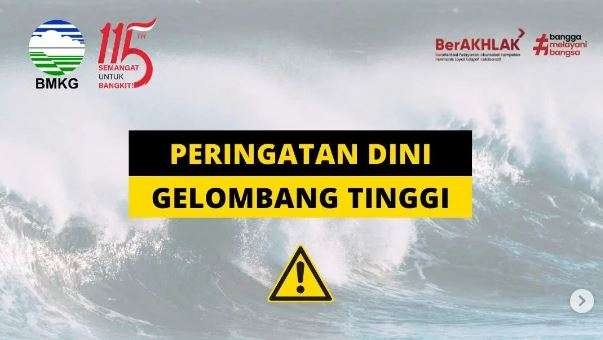 Masyarakat diimbau waspada gelombang tinggi di Selat Badung dan Selat Lombok. (Foto: Instagram @infobmkg)