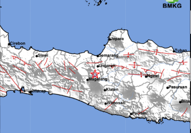 Gempa sebesar 2,5 magnitudo mengguncang Kota Salatiga, Sabtu 27 Mei 2023. Gempa berpusat di darat. Guncangan dirasakan sebesar II MMI. (Foto: BMKG)