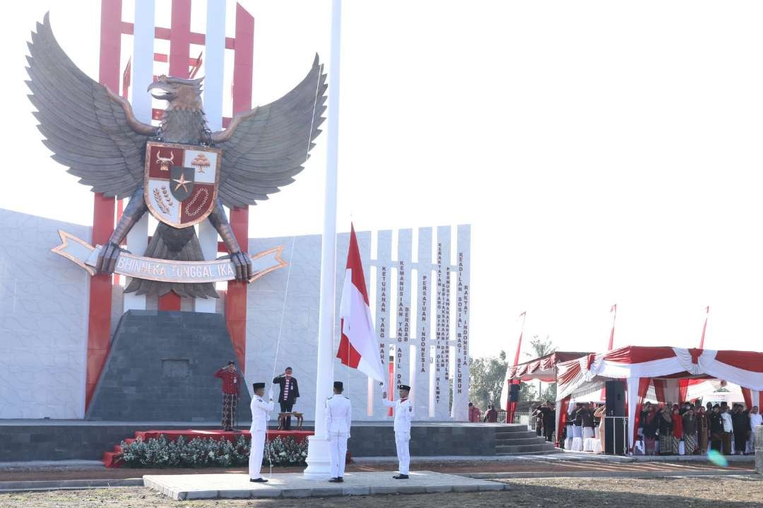 Gubernur Jawa Tengah, Ganjar Pranowo upacara peringatan Hari Lahir Pancasila di Alun-alun Pancasila Desa Cepogo, Kabupaten Boyolali, Kamis 1 Juni 2023. (Foto: Humas Pemprov Jateng)