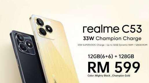 Realme C53 tersedia dua warna, Champion Gold dan Mighty Black. (Foto: Realme)