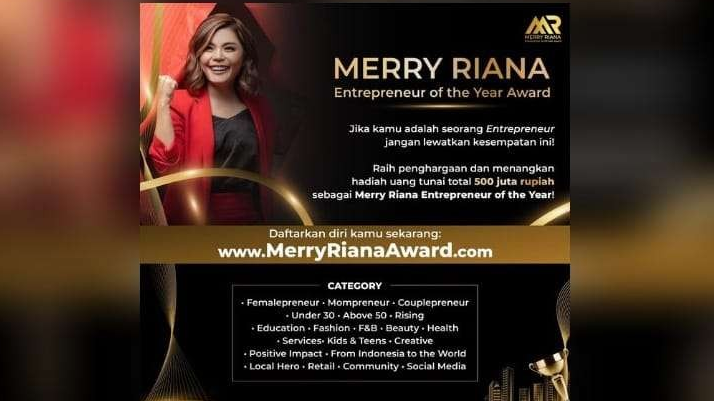 Motivator sekaligus entrepreneur, ternama Merry Riana mengadakan Merry Riana Entrepreneur of the Year Award. (Foto: Istimewa)