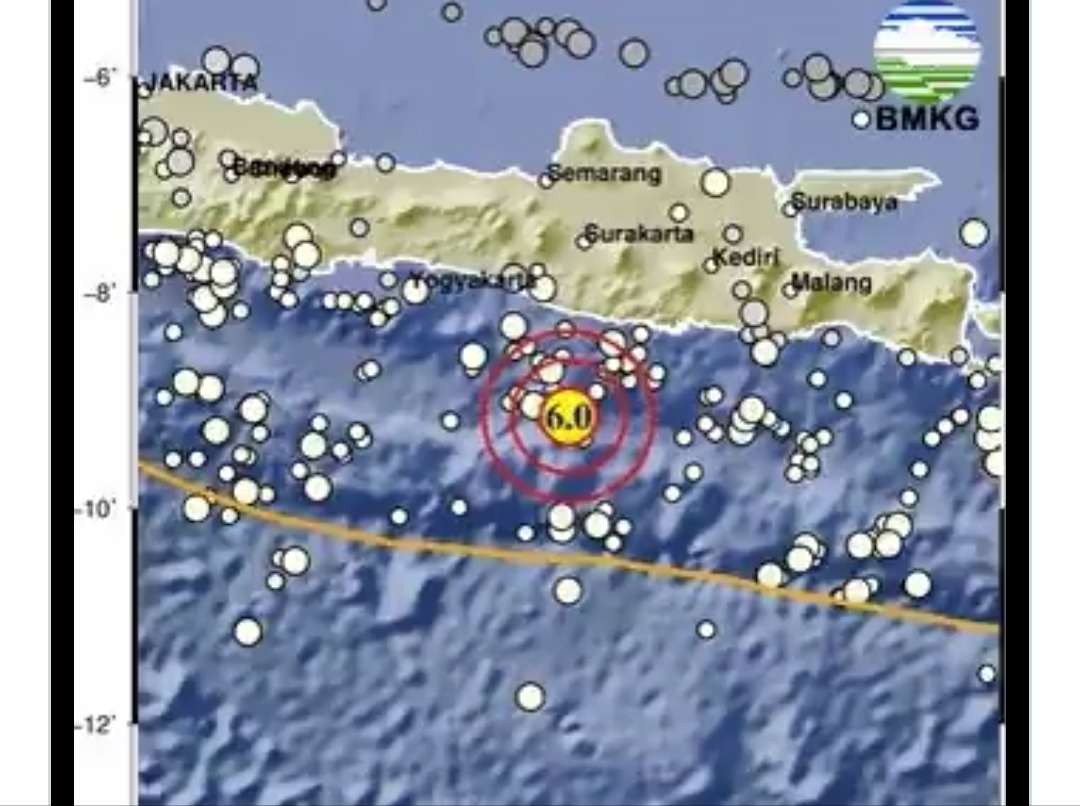 Gempa M6 guncang barat daya Pacitan, Jawa Timur, Kamis 8 Juni 2023 dini hari. (Foto: Twitter BMKG)