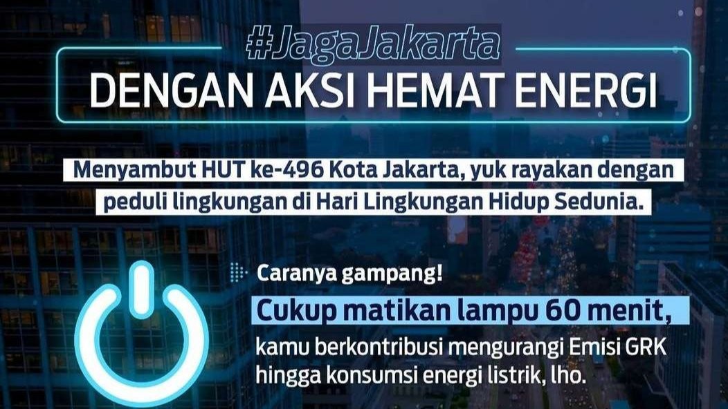 Seruan matikan lampu satu jam untuk Hari Lingkungan Hidup Sedunia sekaligus menyambut HUT ke-496 Jakarta, Sabtu 10 Juni 2023. (Foto: Instagram @dkijakarta)