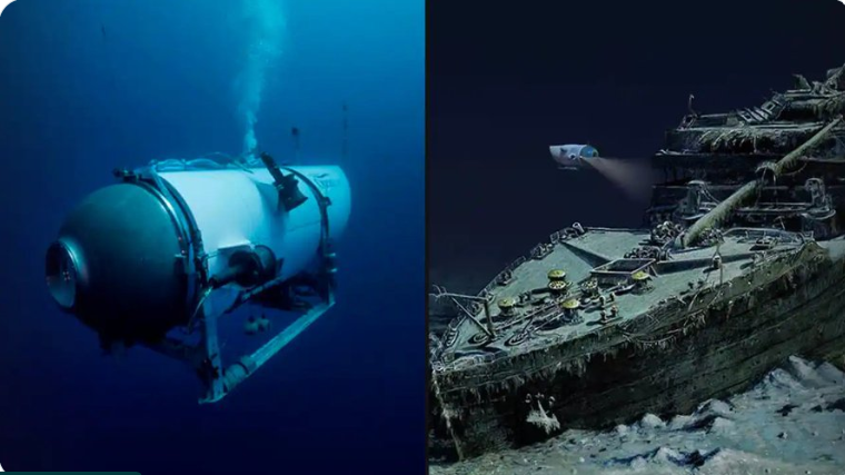 Kapal Selam Titan remuk ketika menyelami bangkai Kapal Titanik, di Samudra Atlantik, Minggu 18 Juni 2023. Lima penumpangnya meninggal. (Foto: Twitter)