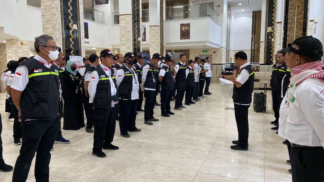 Seluruh petugas haji yang sebelumnya masih bertugas melayani jamaah kuota tambahan dan yang bertugas melakukan pengawasan terhadap jamaah haji khusus seluruhnya meninggalkan Madinah menuju Mekkah pada Jumat 23 Juni 2023. (Foto: istimewa)