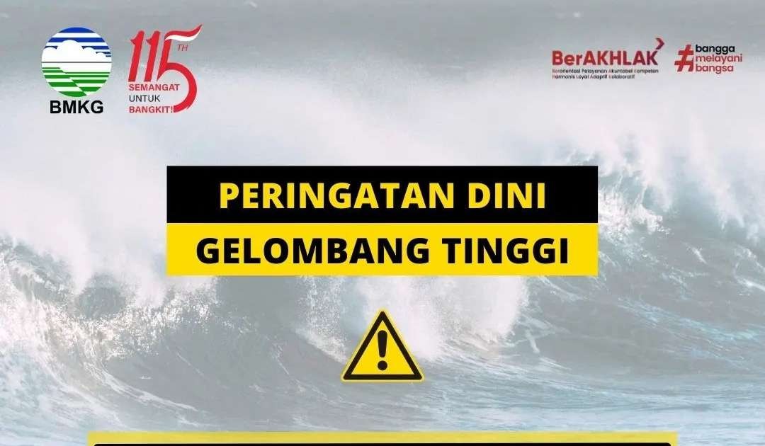 Peringatan dini gelombang tinggi di perairan Indonesia. (Grafis: Instagram @infobmkg)