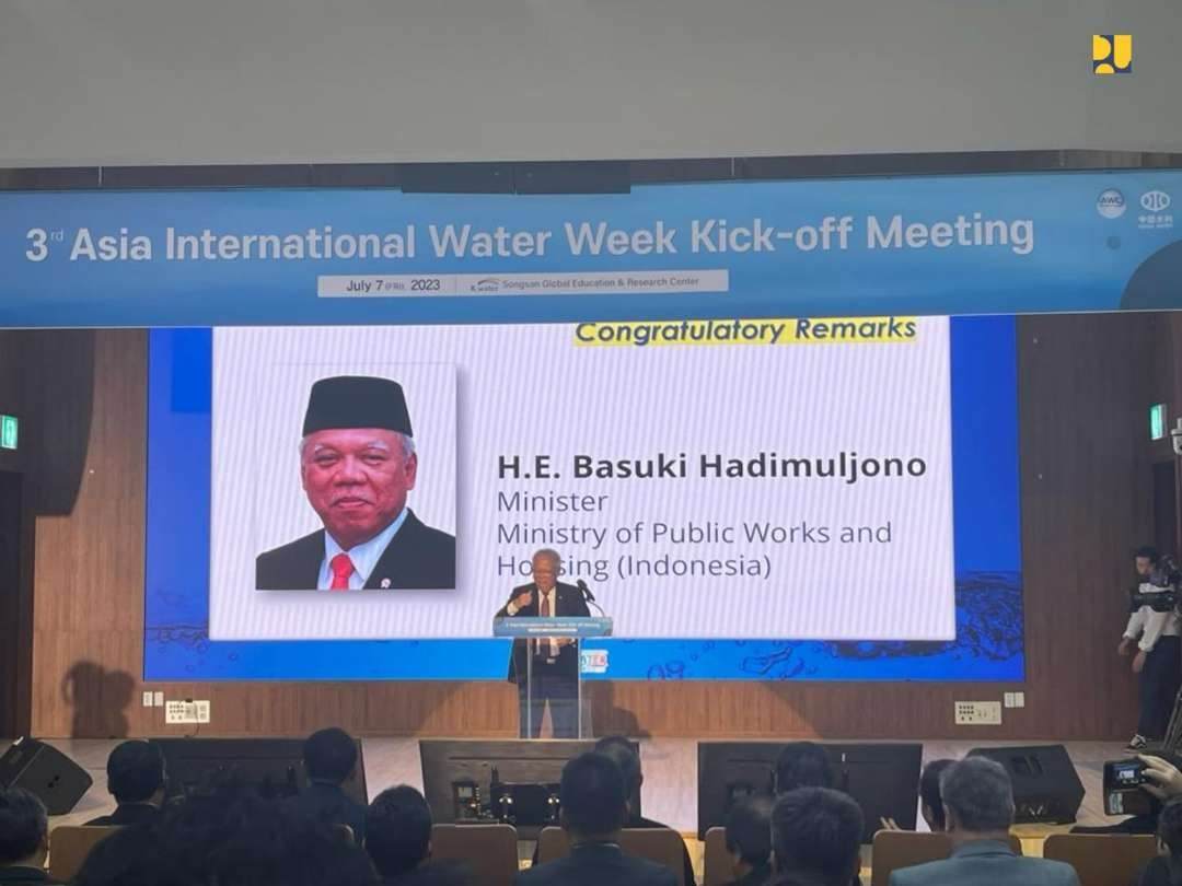 Menteri PUPR Basuki Hadimuljono di acara Asia International Water Kick-off Meeting. (Foto: Biro Publikasi Publik Kementerian PUPR)