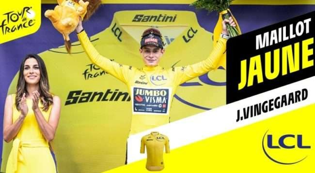 Jonas Vingegaard (Jumbo Visma) berhasil meraih yellow jersey setelah duel sengit dengan Pogacar di TdF etape 6. (Foto: Istimewa)