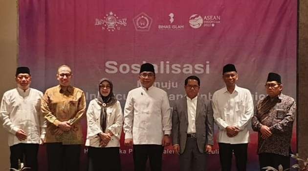 Gus Yahya pada forum sosialisasi Asean Intercultural and Interreligious Dialogue Conference (Asean IIDC). Agenda ini digelar dari 9 s/d 11 Juli 2023 di Palembang. (Foto:ltn-pbnu)