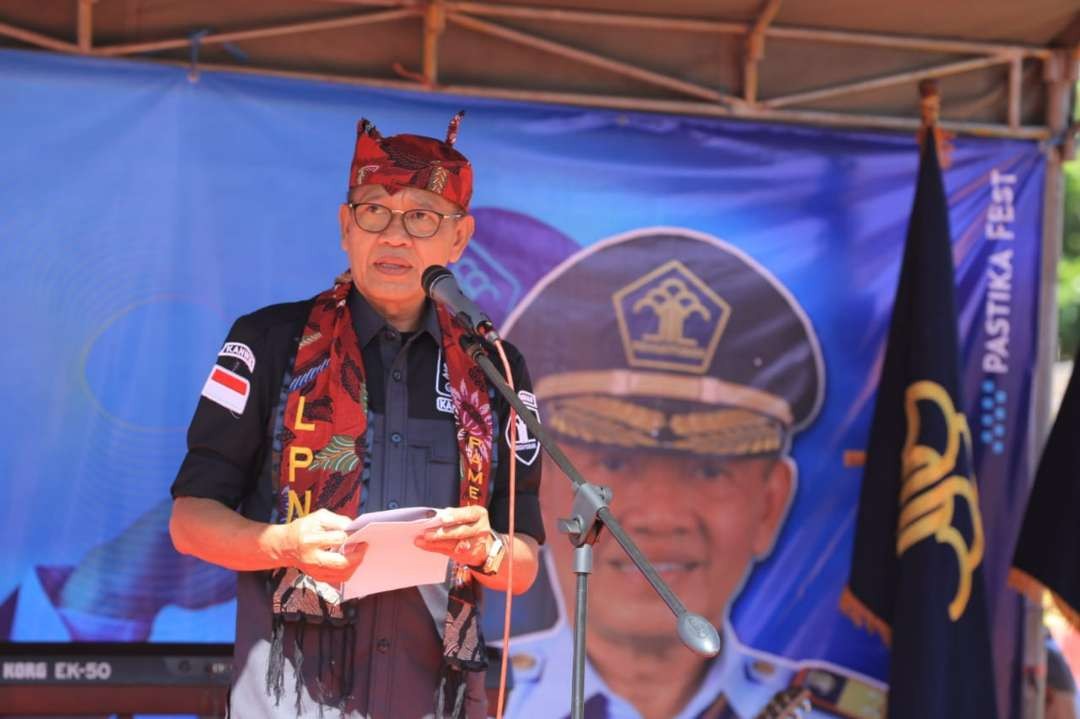 Kepala Kanwil Kemenkumham Jatim dalam sambutannya pada acara festival band warga binaan di Lapas Narkotika Pamekasan-Madura, Rabu, 12 Juli 2023. (Foto: Humas Kemenkumham Jatim)