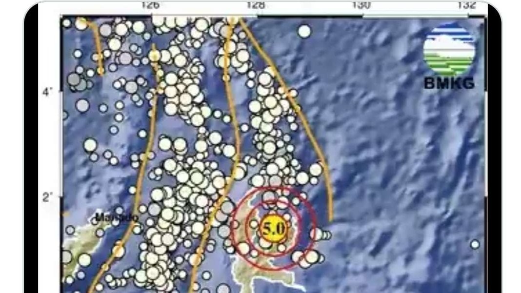 Gempa Magnitudo 5,0 guncang Halmahera timur, Sabtu 29 Juli 2023. (Foto: Twitter BMKG)