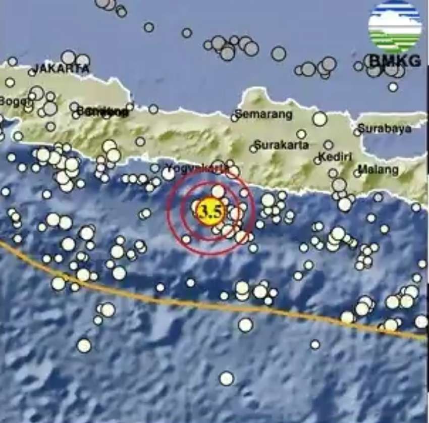 Gempa Bantul, Yogyakarta, Selasa 1 Agustus 2023. (Foto: Twitter BMKG)
