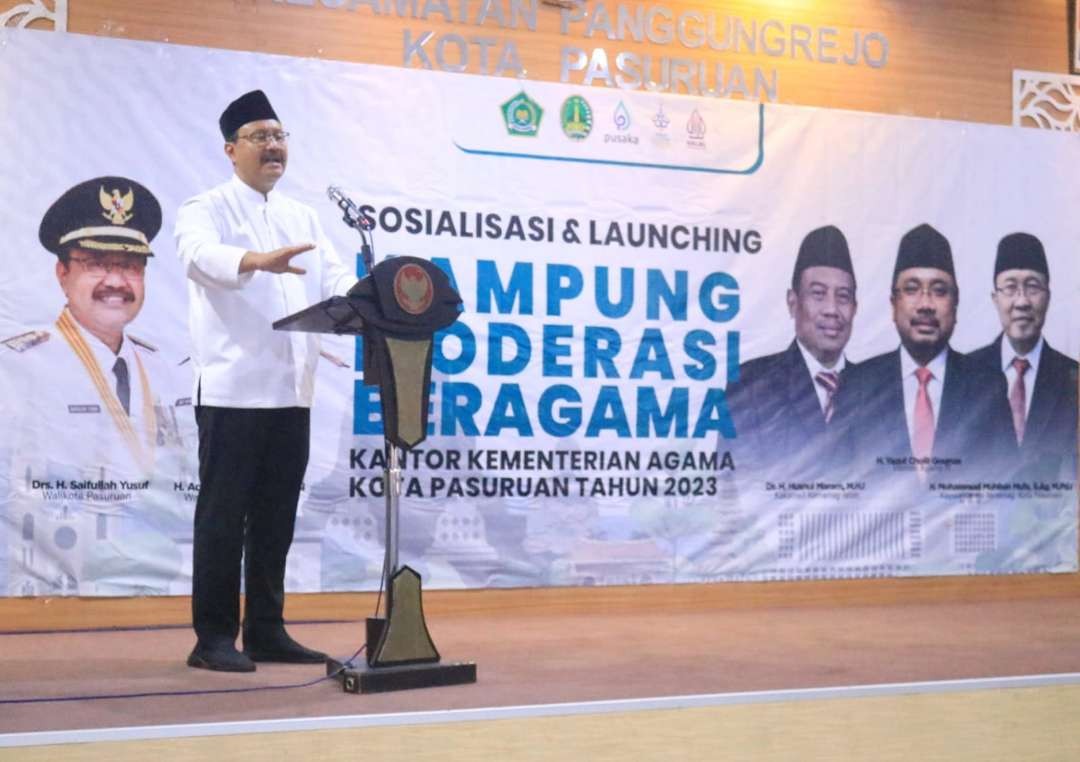 Walikota Pasuruan Saifullah Yusuf (Gus Ipul) secara resmi me-launching Kampung Moderasi Beragama bertempat di Aula Kecamatan Panggungrejo pada Selasa 26 Juli 2023. 