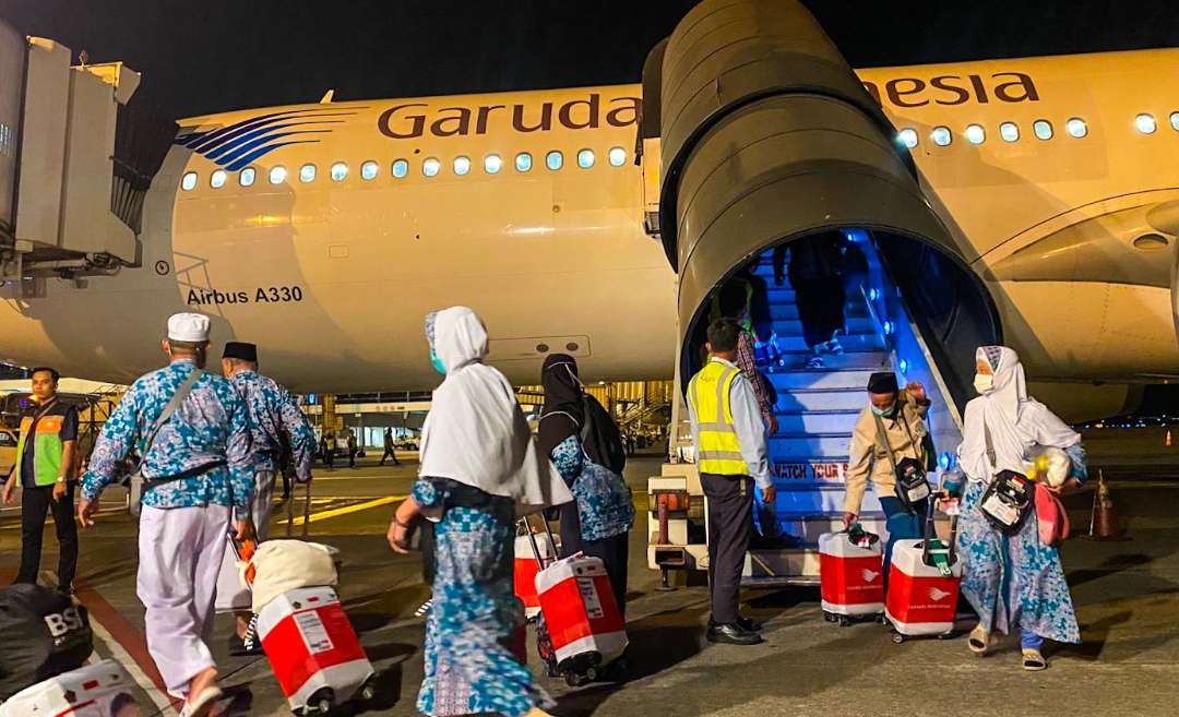 Jemaah haji kloter terakhir tiba di Bandara Juanda, Sidoarjo, Jawa Timur. (Foto: Istimewa)