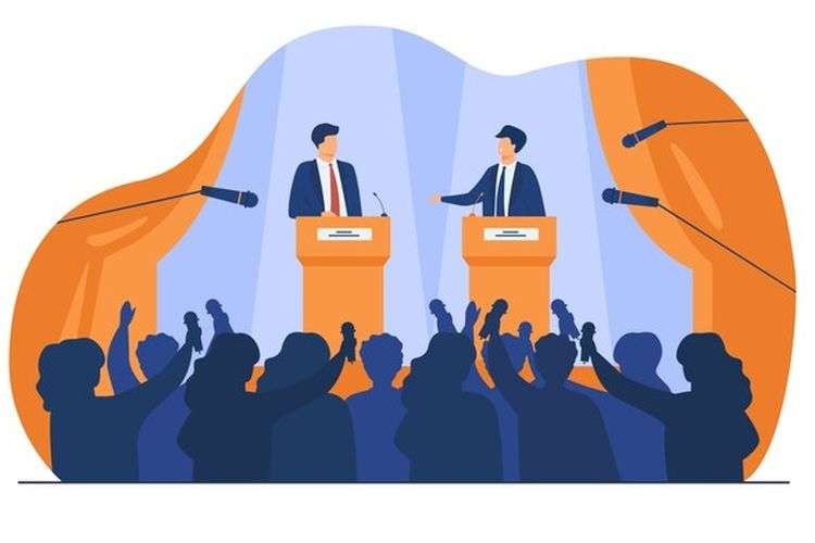 Pidato dan debat politik. (Ilustrasi)