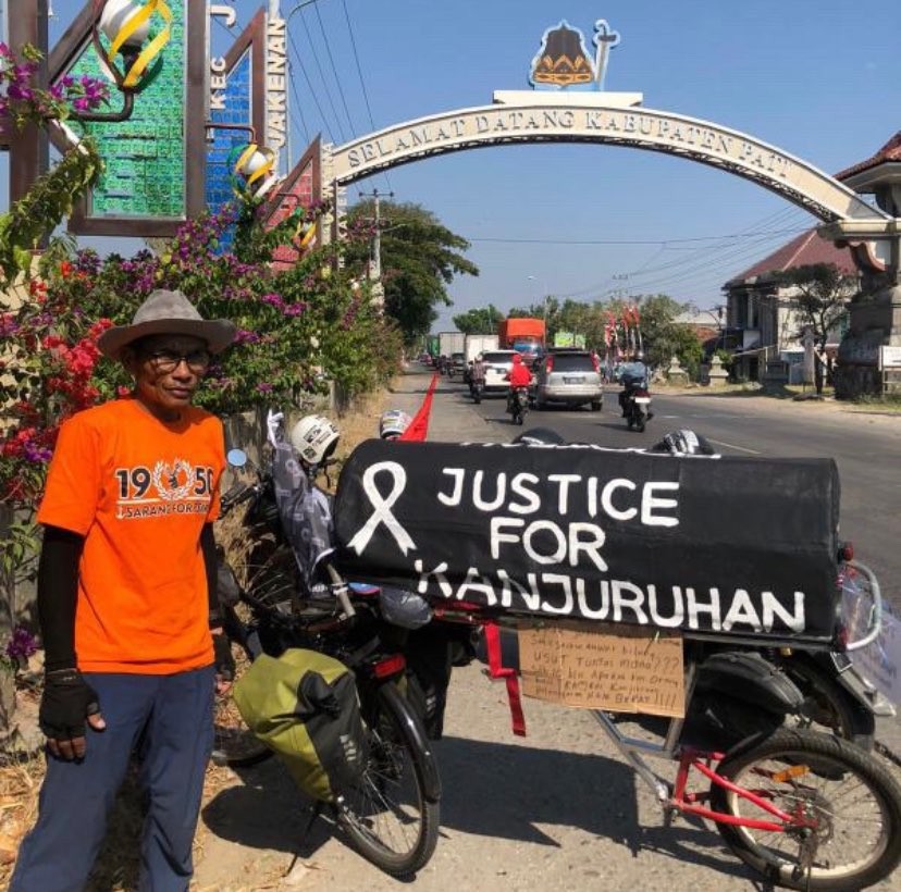 Ekspedisi Gowes Tragedi Kanjuruhan sudah sampai Kabupaten Pati, Jawa Tengah (Foto: Aremania Pati)