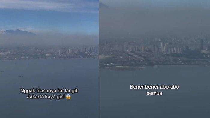Penampakan polusi DKI Jakarta direkam dari pesawat. (Foto: TikTok @helmiwicaks)