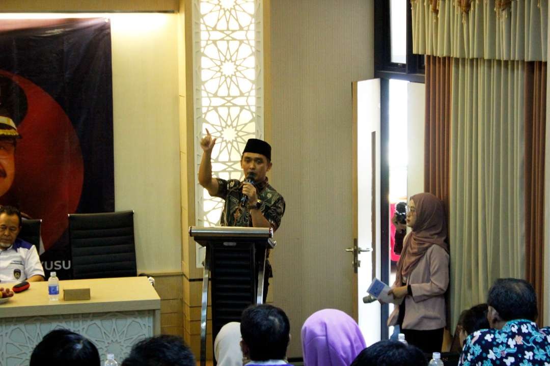 Wakil Wali Kota Pasuruan Adi Wibowo (Mas Adi) menghadiri kegiatan Sarasehan yang diadakan oleh Universitas PGRI Warganegara (Uniwara) Kota Pasuruan, Kamis 10 Agustus 2023.