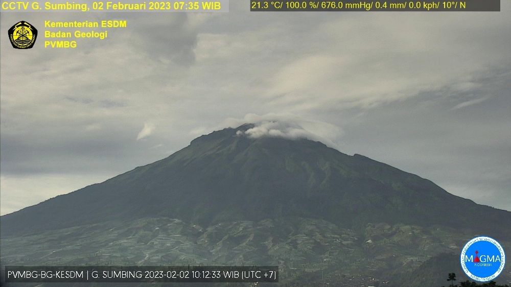 Penampakan Gunung Sumbing, pada Minggu 3 September 2023. (Foto: magma.esdm)