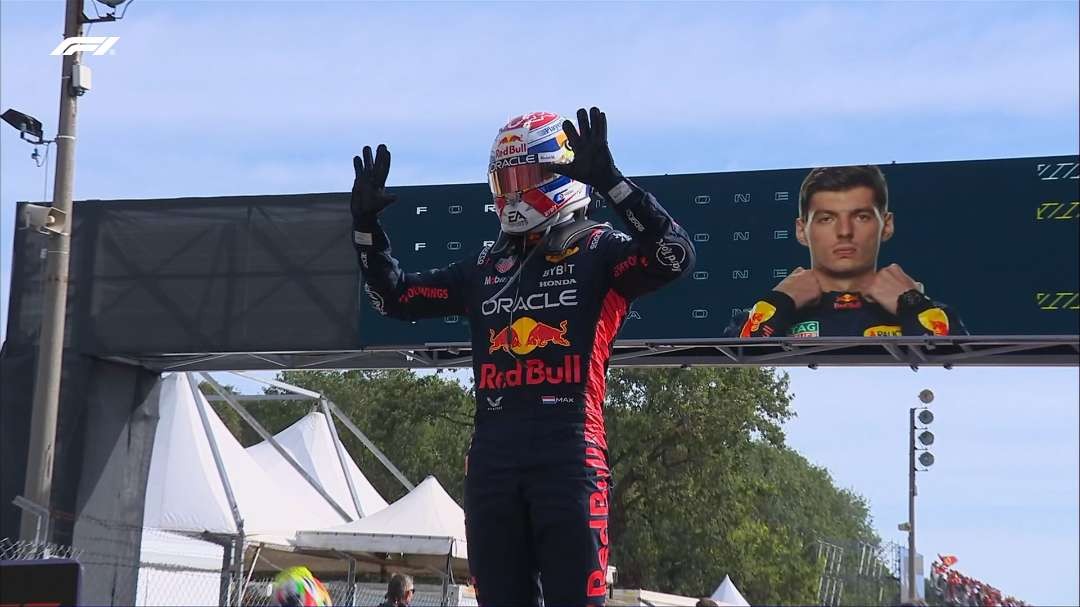Max Verstappen ukir sejarah raih kemenangan 10 kali beruntun, usai balapan F1 GP Italia, Minggu 3 September 2023. (Foto: X)