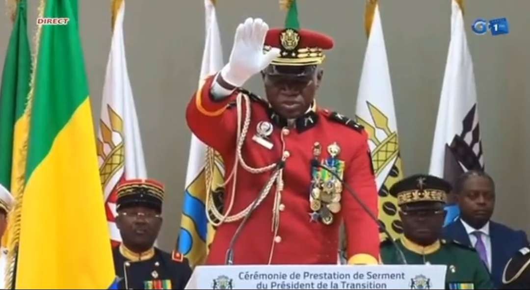 Pelantikan pemimpin Junta Militer Jenderal Brice Nguema dilantik sebagai Presiden sementara Gabon. (Foto: X)