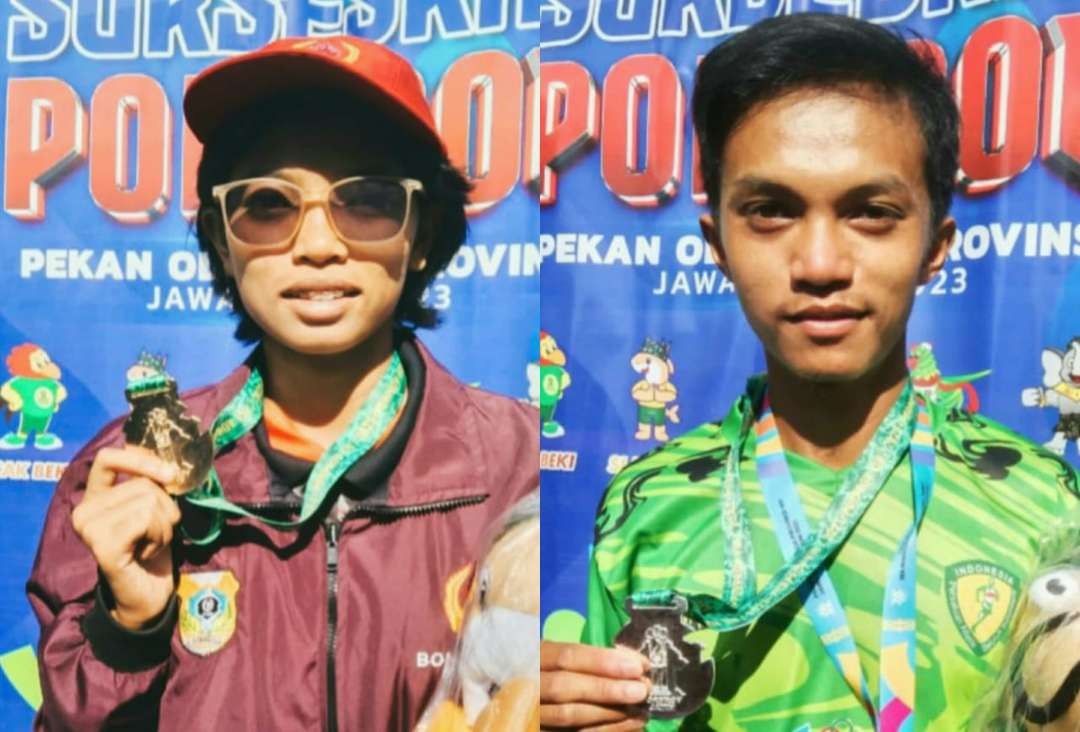Fiirdauziah Sudarsono dan Umar Ali Sofyan menyumbangkan satu medali emas dan satu perak dari atletik untuk Bondowoso di Porprov Jatim VIII 2023. (Foto: Guido Saphan/Ngopibareng.id)