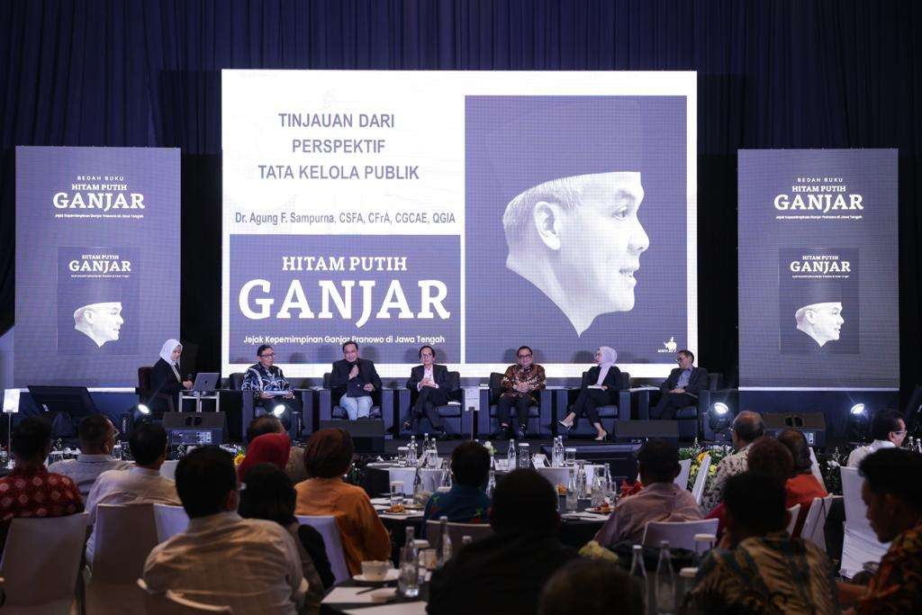 Kelebihan bakal calon presiden Ganjar Pranowo, dibandingkan dengan kandidat lain, diungkap 5 tokoh nasional dalam bedah buku. (Foto: istimewa)