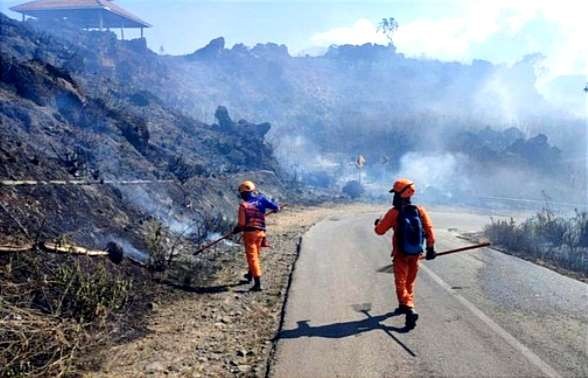 Lahan hijau lereng Gunung Ijen Kecamatan Sempol Ijen Bondowoso hangus terbakar. (Foto: BPBD Bondowoso)