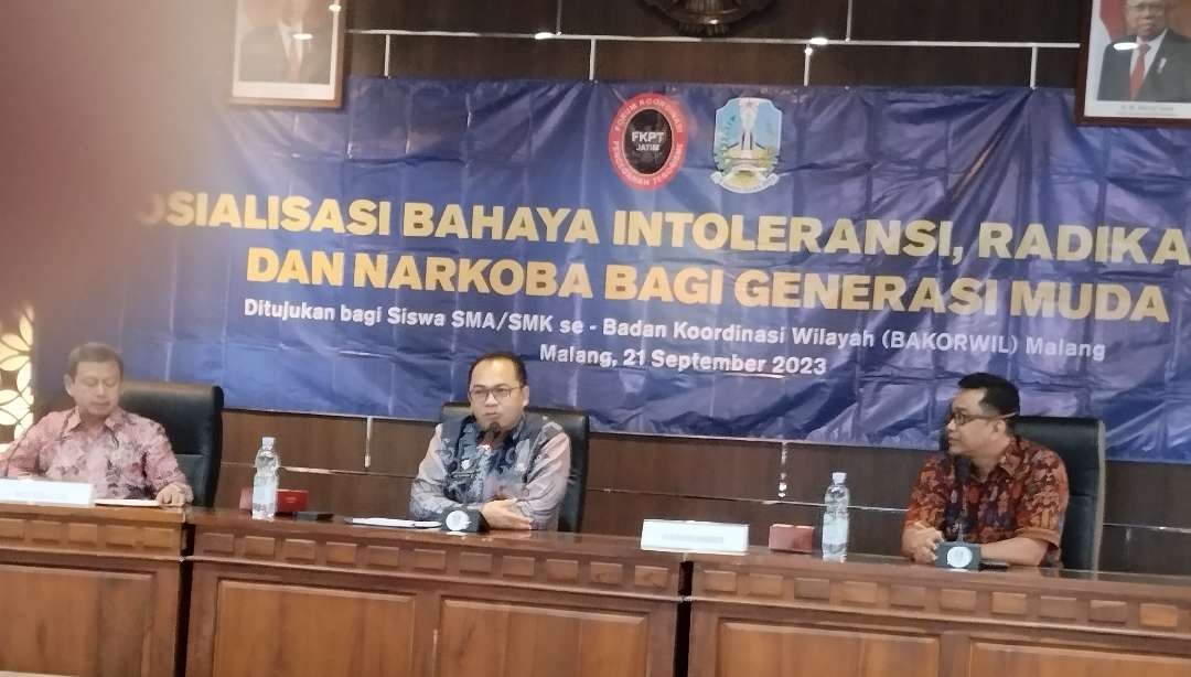 "Sosialisasi Bahaya Intoleransi, Radikalisme dan Narkoba bagi Generasi Muda", digelar di Malang, Kamis 21 September 2023. (Foto:adi/ngopibareng.id)
