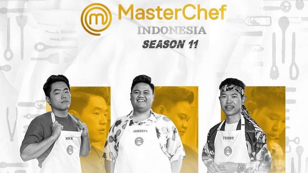 MasterChef Indonesia season 11 eliminasi tiga kontestan sekaligus, yakni Nick (kiri), Adisurya, dan Teddy edisi Sabtu 30 September 2023. (Foto: Instagram @masterchefina)