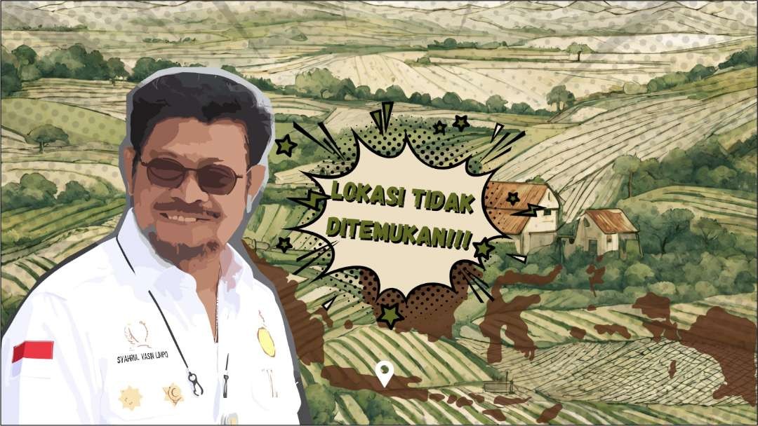Menteri Pertanian (Mentan) Syahrul Yasin Limpo hilang kontak, usai kunjungan kerja ke Roma. (Grafis: Chandra Tri Antomo/Ngopibareng.id)