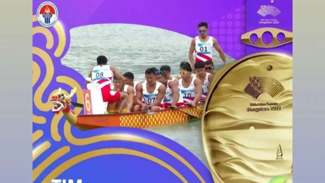 Tim perahu naga putra sumbang emas ketujuh Indonesia, Jumat 6 Oktober 2023. (Foto: Instagram @kemenpora)