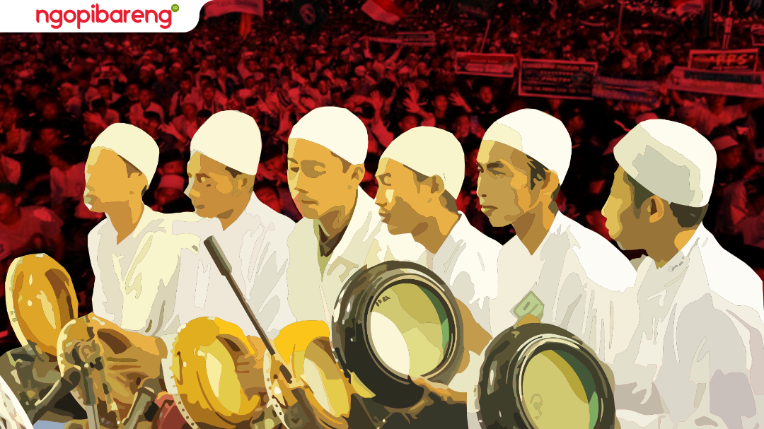 Gema shalawat di bantaran Kali Manyar Surabaya membangkitkan cinta Rasul. (Ilustrasi: Chandra Tri Antomo/Ngopibareng.id)