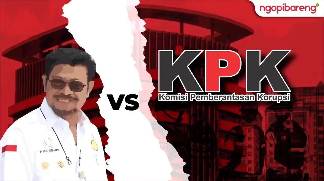 Mantan Menteri Pertanian, Syahrul Yasin Limpo (SYL) vs Komisi Pemberantasan Korupsi (KPK). (Grafis: Chandra Tri Antomo/Ngopibareng.id)