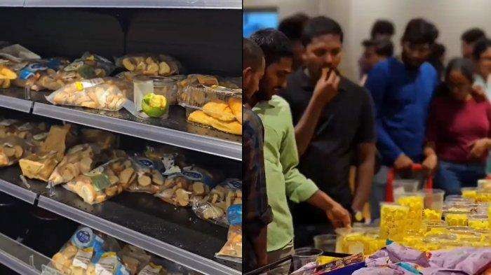 Pengunjung LULU Mall menikmati makanan tanpa membayar. (Foto: Istimewa)