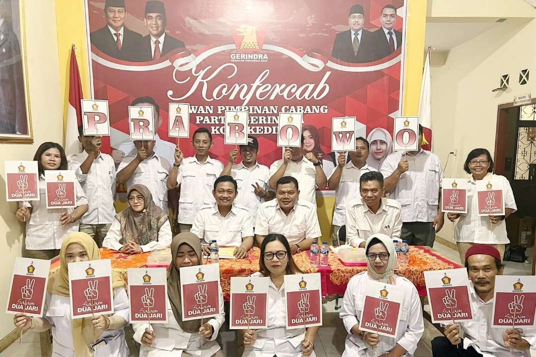 DPC Partai Gerindra Kota Kediri secara resmi mendukung Walikota Solo Gibran Rakabuming Raka untuk menjadi pendamping Capres Prabowo. (Foto: Istimewa)