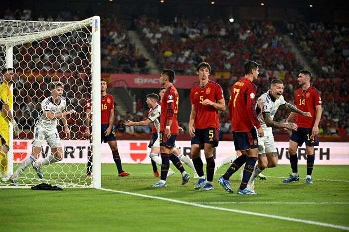 Spanyol sukses menunaikan dendam seusai mengalahkan Skotlandia dengan skor 2-0 pada pertandingan Grup A Kualifikasi Euro 2024. (Foto: AFP)