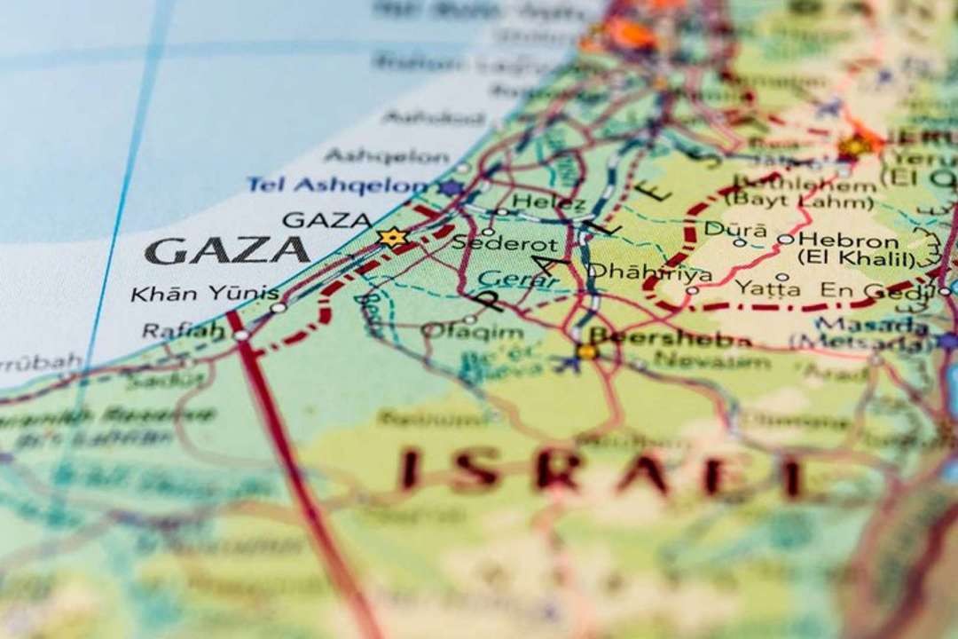 Peta bumi yang menunjukkan ketegangan Palestina dan Israel di Jalur Gaza. (Ilustrasi)