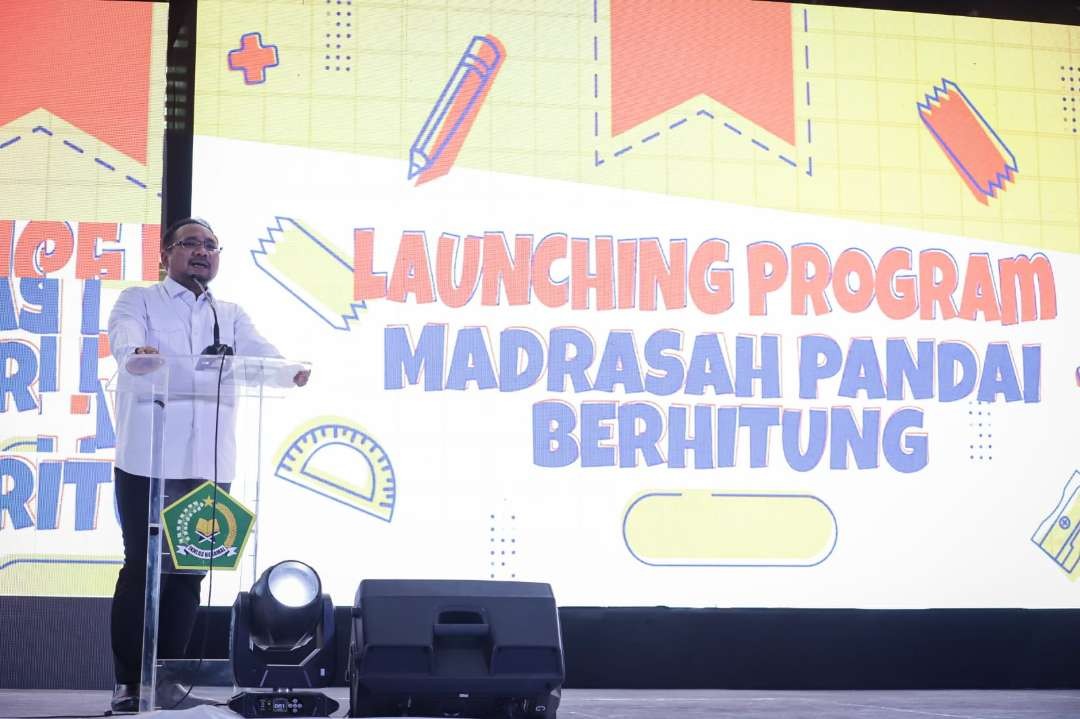 Menteri Agama Yaqut Cholil Qoumas merilis program Madrasah Pandai Berhitung, dimana tahun 2024 ditargetkan 3 juta guru & siswa ahli matematika. (Foto: Dok Kemenag)