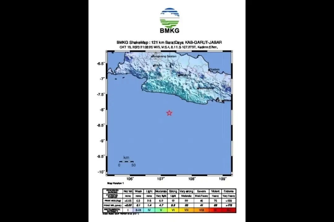 BMKG menyampaikan, gempa magnitudo 5,6 di Samudera Hindia selatan Jawa Barat dipicu aktivitas deformasi batuan dalam Lempeng Indo-Australia. (Foto: BMKG)