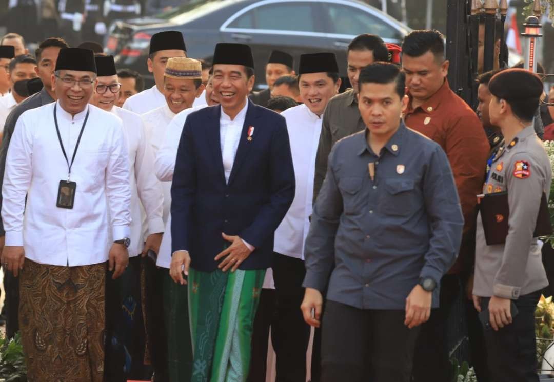 Presiden Joko Widodo saat menghadiri apel Hari Santri di Tugu Pahlawan, Surabaya. (Foto: Pita Sari/Ngopibareng.id)