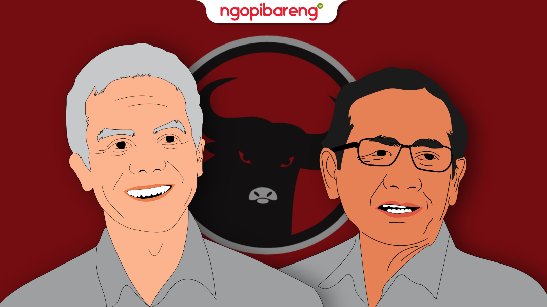 Ganjar Pranowo dan Mahfud MD (Ilustrasi: Candra Triantomo/Ngopibareng.id)
