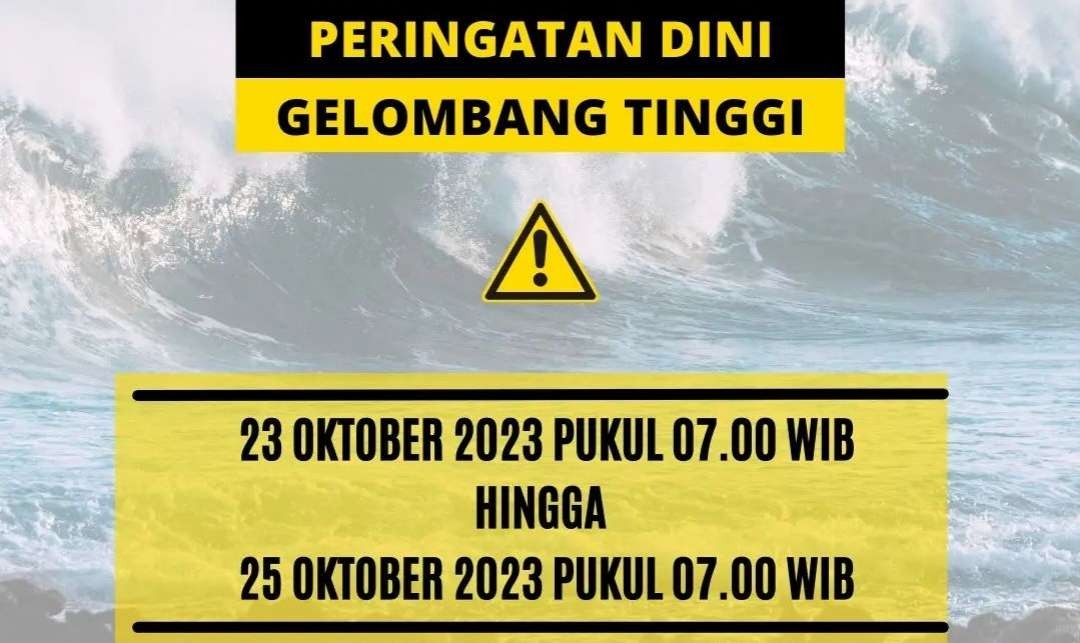 Peringatan dini BMKG gelombang tinggi di perairan Indonesia, Senin hingga Rabu, 23-25 Oktober 2023. (Foto: Instagram @infobmkg)