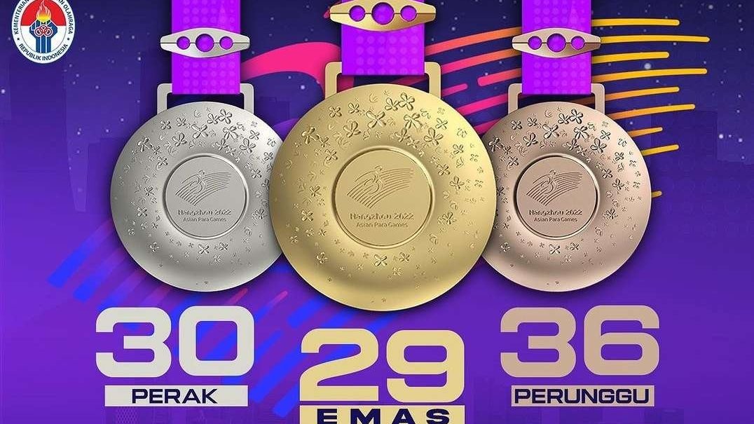 Hasil akhir perolehan medali Asian Para Games 2022, Sabtu 28 Oktober 2023. (Foto: Instagram @kemenpora)
