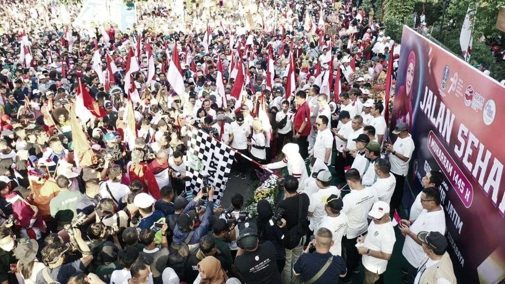 Gerak Jalan sebagai pengukur awal suatu dukungan dalam perayaan demokrasi.(Foto: dok/ngopibareng.id)