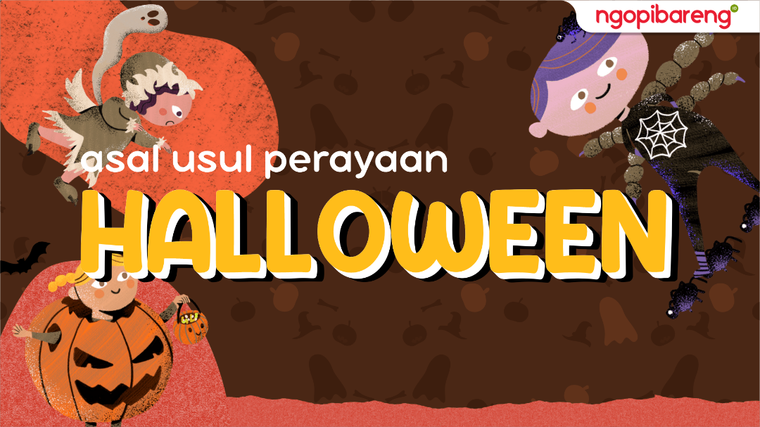 Ilustrasi asal-usul perayaan Halloween setiap tanggal 31 Oktober 2023. (Grafis: Chandra Tri Antomo/Ngopibareng.id)